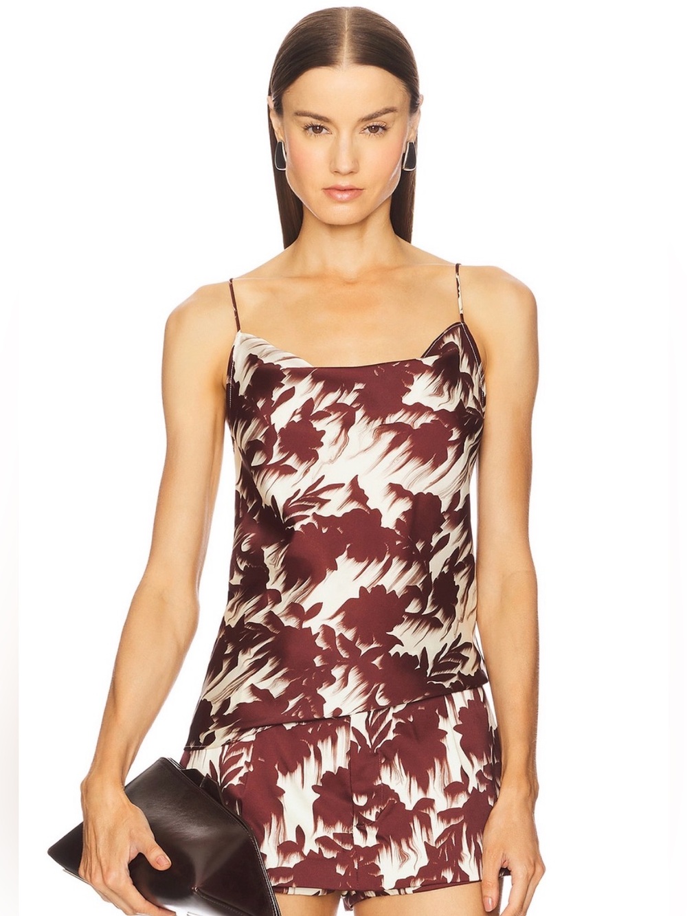 Marques’ Almeida NWT Satin Floral Cami & Shorts Set Aubergine